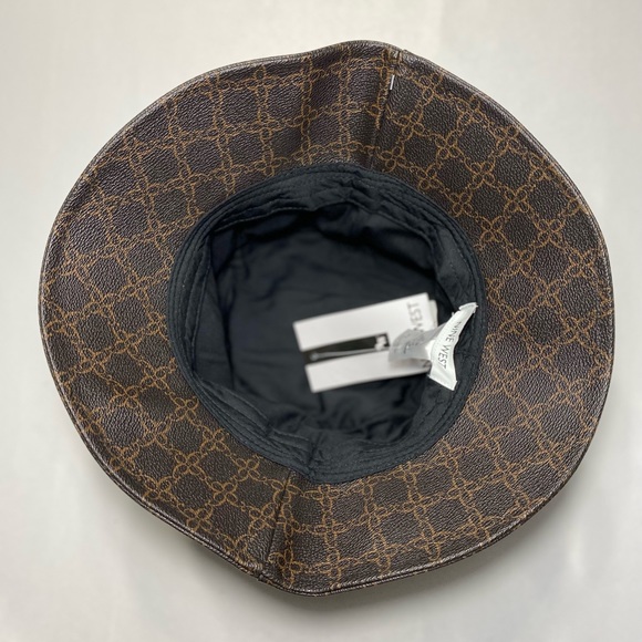 Women's Nine West Vegan Leather Lattice Pattern Bucket Hat - Picture 9 of 11